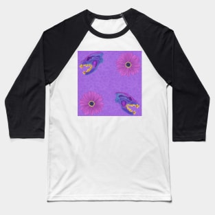 Diaphonized Hyena Skull Floral Purple Baseball T-Shirt